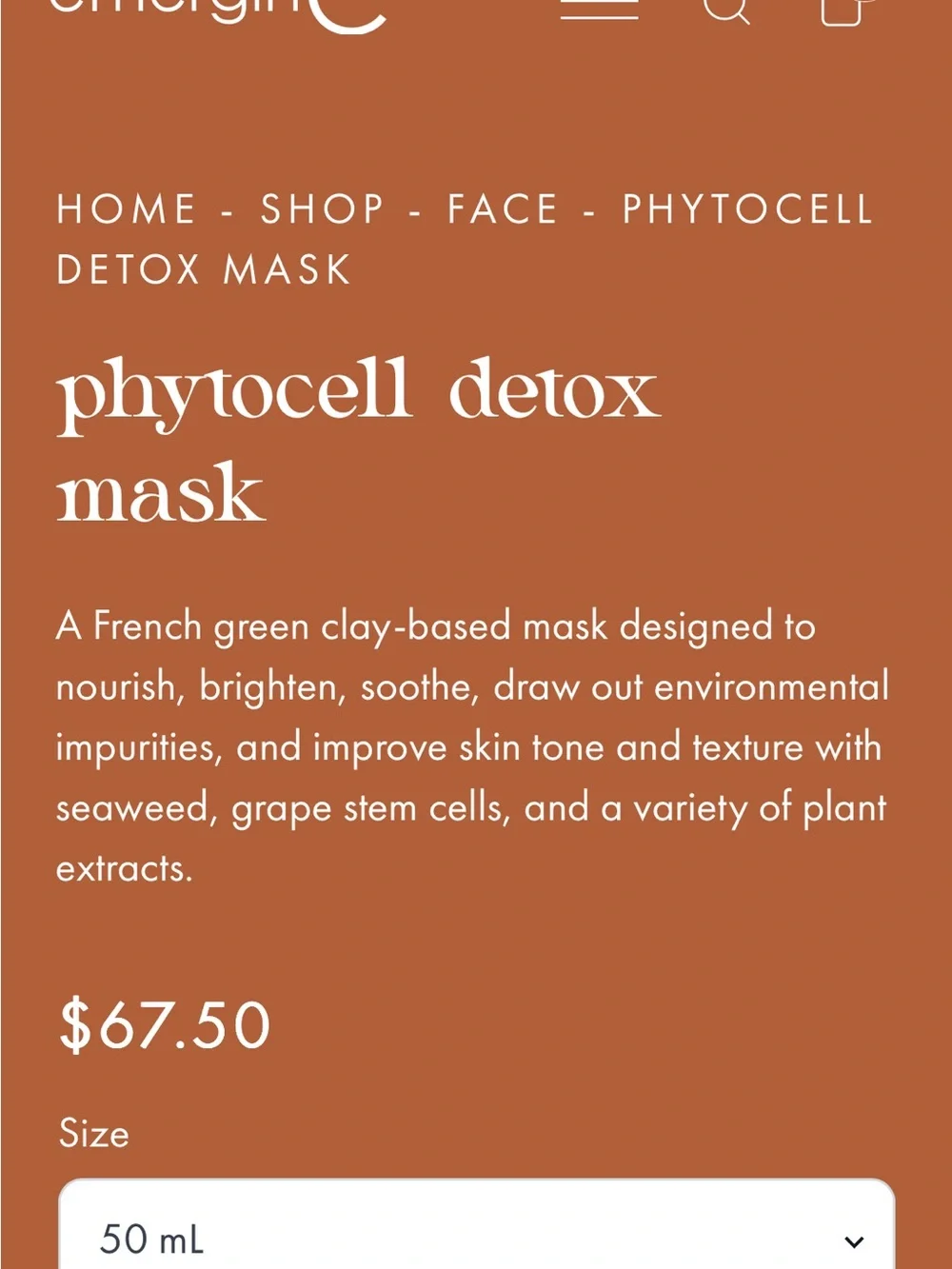 emerginC Scientific Organics Phytocell Detox Mask — Gray